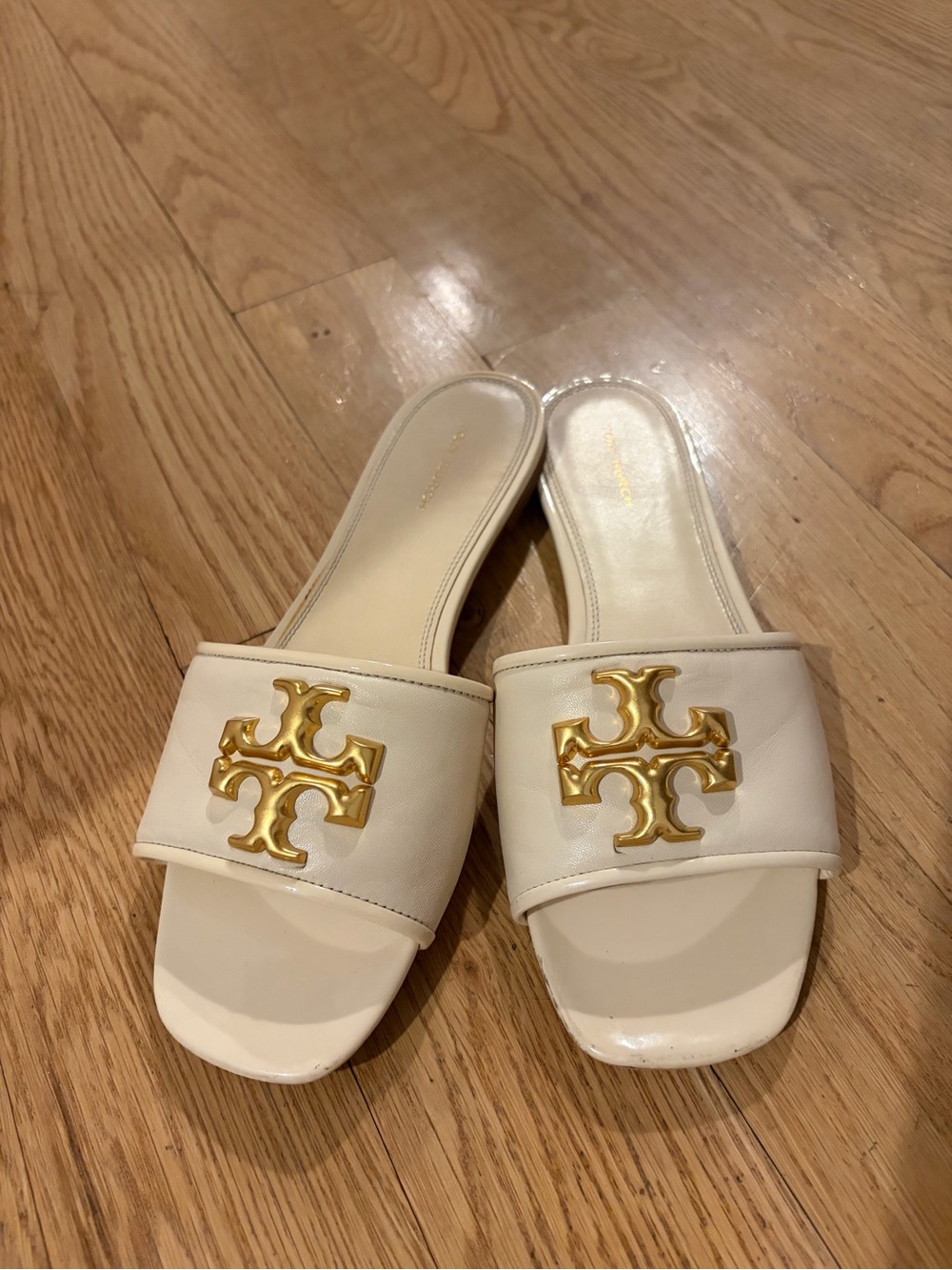 Tory Burch Women’s Eleanor Slide Sandals with Gold Logo Emblem size 8.5